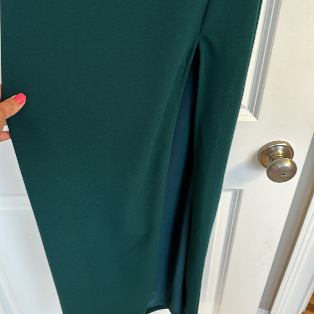 Lulus dark green one shoulder maxi dress size XS - Picture 9 of 10